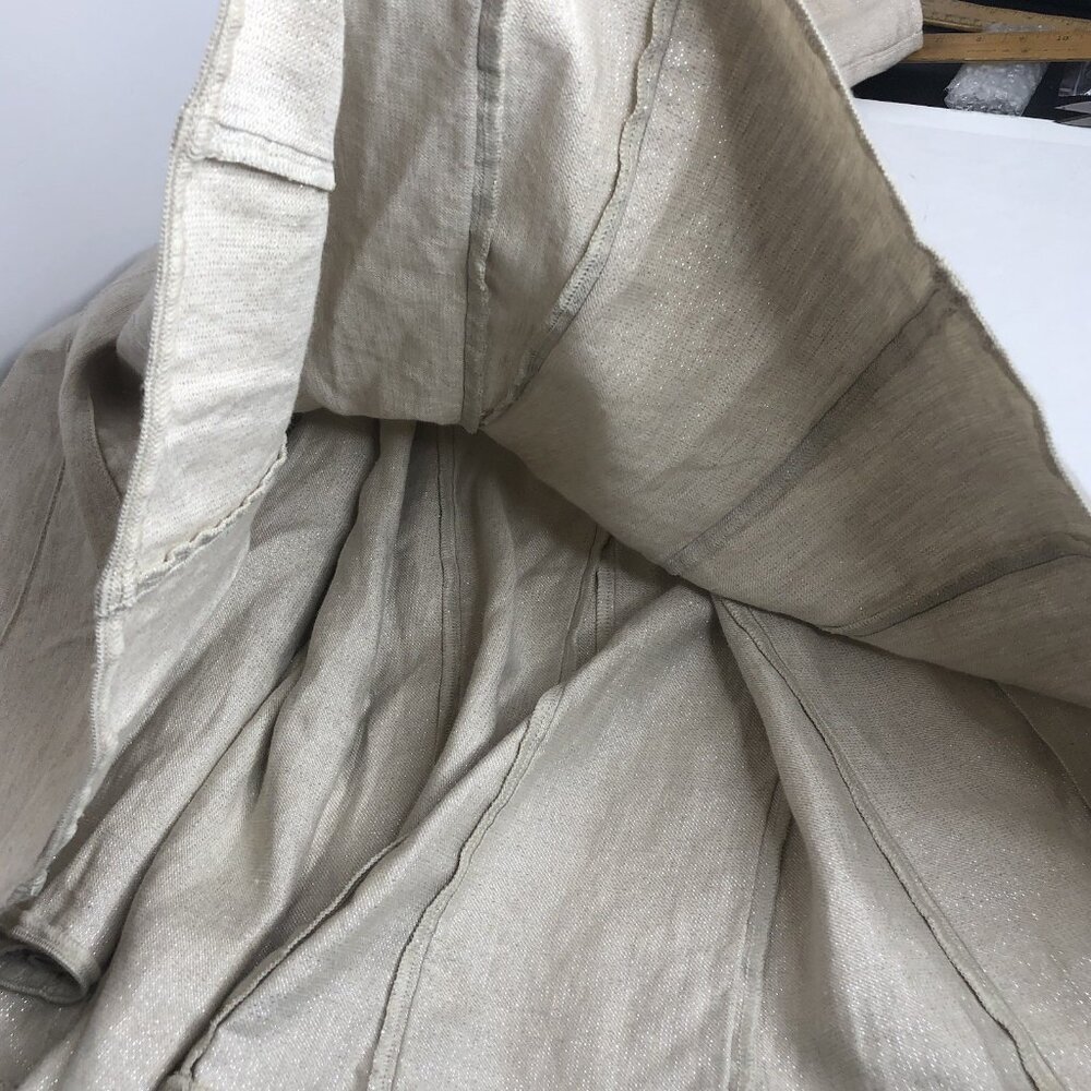 J Jill Fit & Flare Linen Maxi Skirt Size 12 Beige Metallic Travel Boho Romantic - Picture 12 of 13